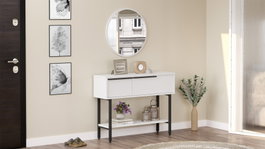Hanah Home Aparador On12-W con Espejo y Patas de Metal Blanco